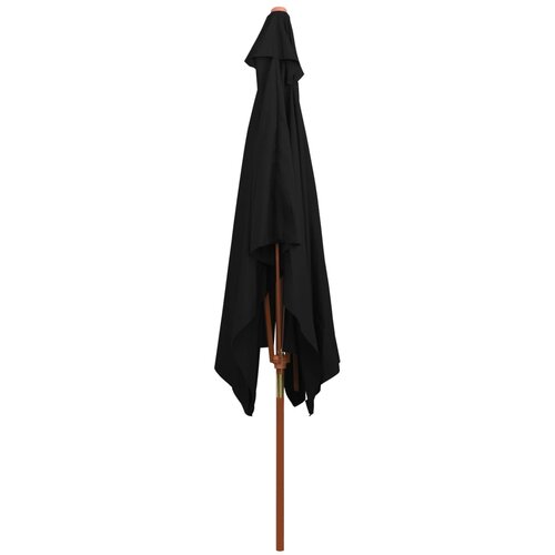  Vrtni suncobran s drvenim stupom 200 x 300 cm crni Slike