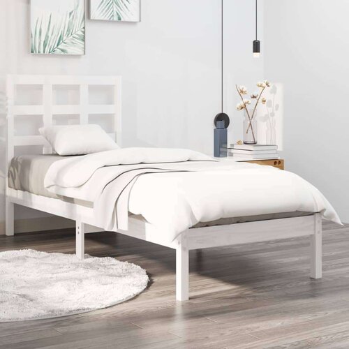  Posteljni okvir bel iz trdnega lesa 100x200 cm, (20648017) Slike