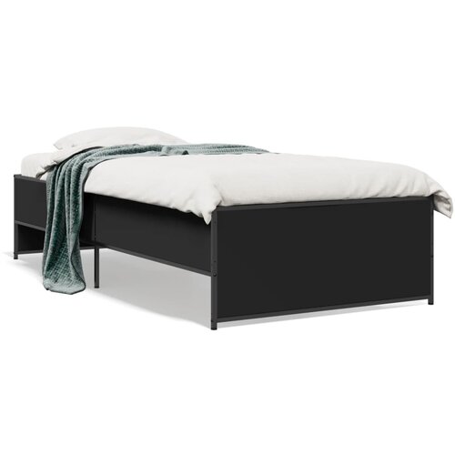  Okvir za krevet crni 75 x 190 cm od konstruirano drvo i metal Slike