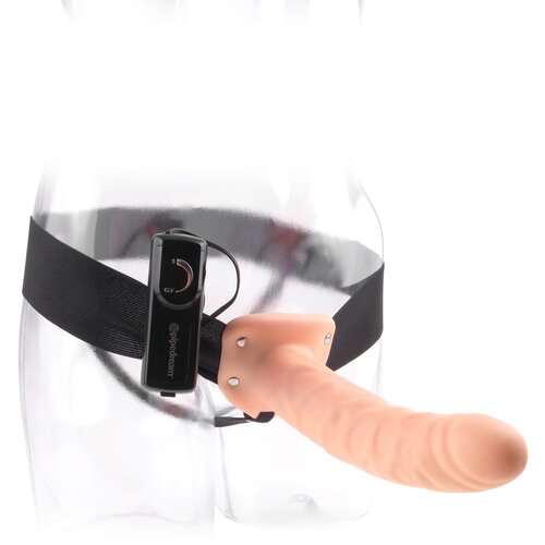 Fetish Fantasy Series Vibracijski hollow Strap-On FF 20cm, kožen Cene