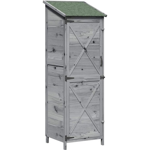 vidaXL Vrtna Šupa Siva 59 5 x 56 x 176 5 cm Čvrsto drvo jele - Siva 59 x 56 x 176 5 cm Cene