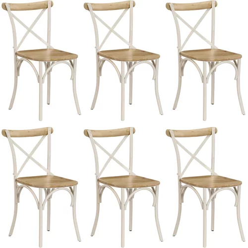 Stoli stolice od masivnog drva manga s križnim naslonom 6 kom bijele