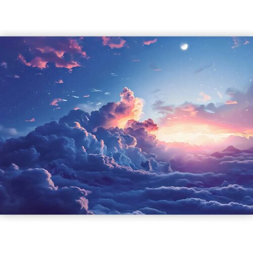  Foto tapeta - Night Concert in the Mountains: Clouds Illuminated by the Last Rays of the Sun 100x70 Slike