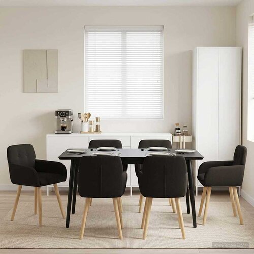 vidaXL Trpezarijske stolice 6 pcs Bouclé Crna 59 x 57 x 85 cm Cene