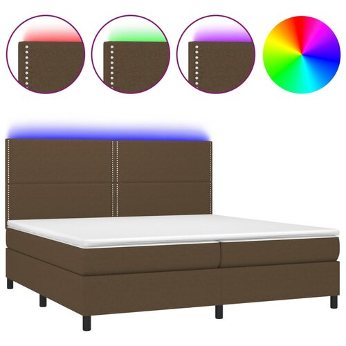 vidaXL Krevet box spring s madracem LED tamnosmeđi 200x200 cm tkanina Cene