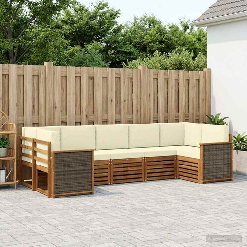  Set vanjskih sofa 6 kom. Prirodna i krem Smeđa Cene