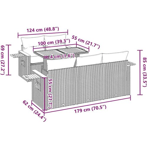  Vrtna garnitura - 6-dijelni set vrtnih sofa s jastucima crni od poliratana - Crna 1 Slike