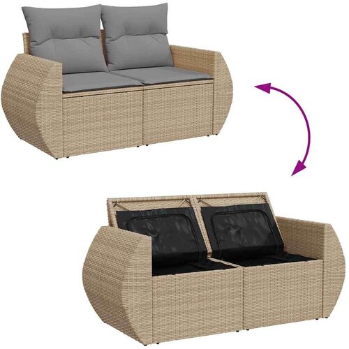 VidaXL 6-dijelni set vrtnih sofa s jastucima bež od poliratana Slike
