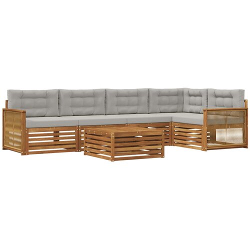 vidaXL Zunanja garnitura za sedenje 6 pcs Naravna in svetlo siva, (5000282122) Cene