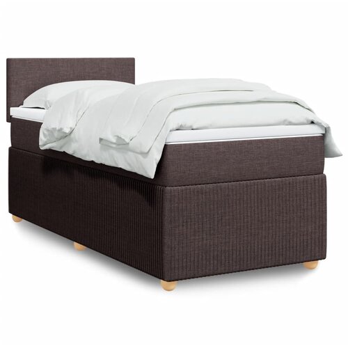 vidaXL Box spring postelja z vzmetnico temno rjava 90x200 cm blago Cene