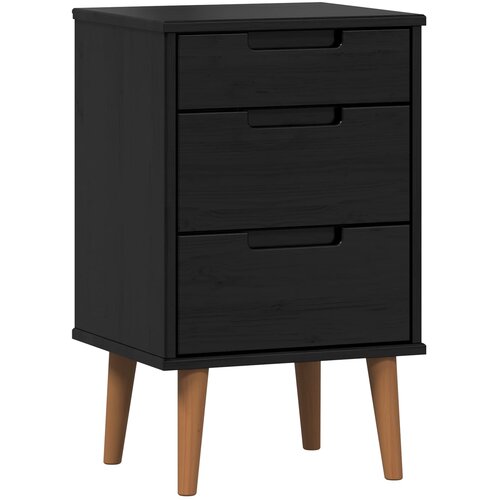  Noćni ormar s ladicama Crna 40 x 35 x 65 cm Masivna borovina Slike
