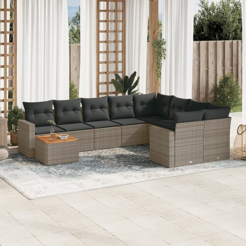  10-dijelni set vrtnih sofa od poliratana s jastucima sivi Cijene