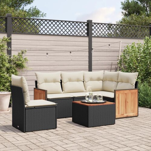  6-dijelni set vrtnih sofa s jastucima crni od poliratana Crna 62 x 62 x 69 cm Cijene