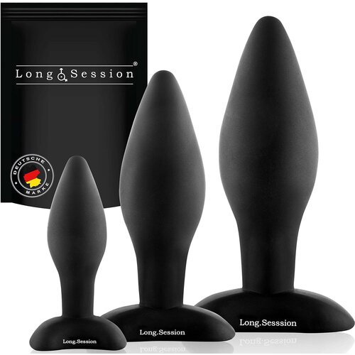 Paloqueth Long.Session Analplug Set from Skin-Friendly Silicone Black 3 pack Cene