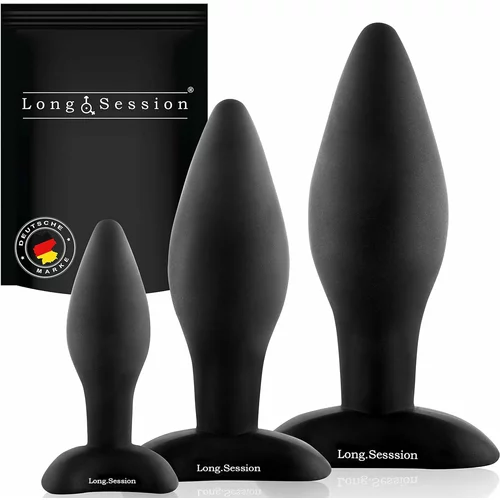 Paloqueth Long.Session Analplug Set from Skin-Friendly Silicone Black 3 pack