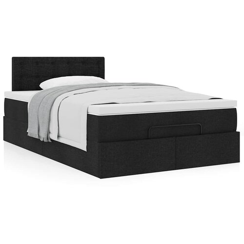 VidaXL Otomanski okvir kreveta s madracem crni 120x200cm od tkanine Slike