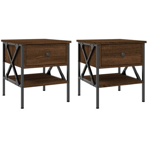 Maison Chic Dvo delni komplet Nočne omarice - Nočne mize rjavi hrast 40x42x45 cm inženirski les, (21688913) Slike