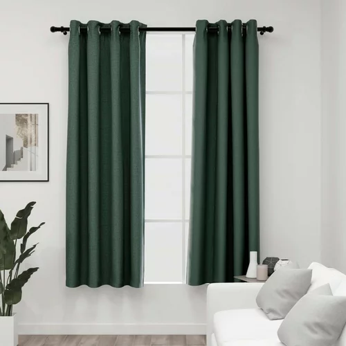  Zatemnitvene zavese z obročki 2 kosa zelene 140x175 cm, (20767763)