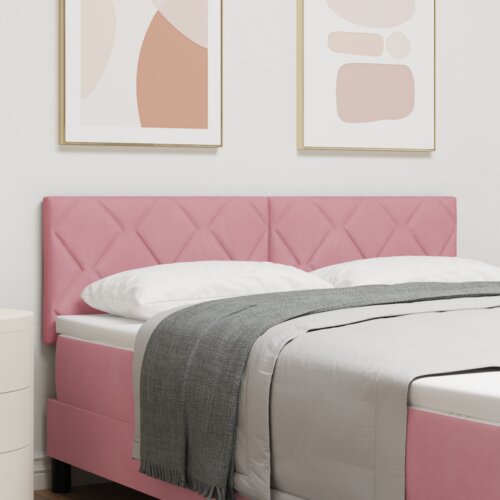  LED Uzheadboard s Dijamantskim Blokovima Ružičasti 160 cm Velvet Cijene