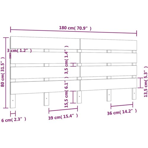  Uzglavlje 180 x 3 x 80 cm od masivne borovine Slike