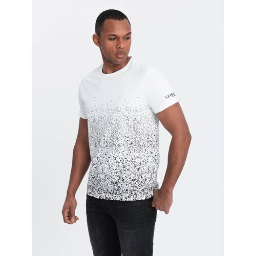 Ombre Men's cotton t-shirt with gradient print - white Cene