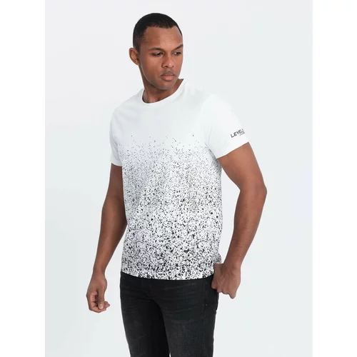 Ombre Men's cotton t-shirt with gradient print - white