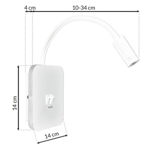  LED fleksibilna zidna lampica sa USB BASE LED/8W + LED/2W/230V bela Slike