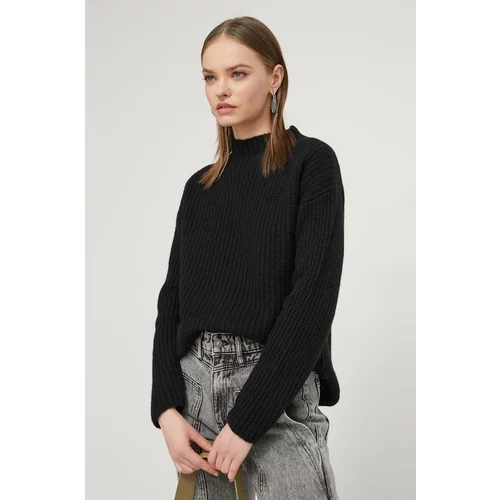 Hugo Vuneni pulover za žene, boja: crna, s poludolčevitom