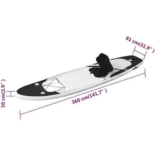 VidaXL Napihljiva SUP deska črne barve 360x81x10 cm Slike