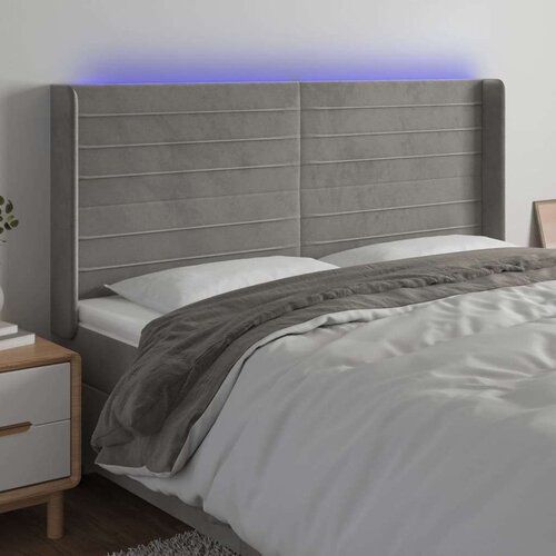  Uzglavlje svjetlosivo 203 x 16 x 118/128 cm bar&amp;scaron;unasto Slike