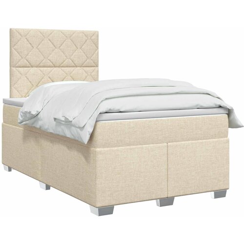  Boxspring krevet s madracem Krem 120 x 190 cm Tkanina Slike