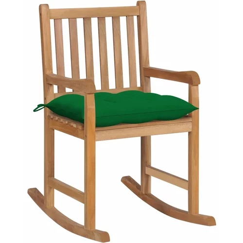  Stolica za ljuljanje sa zelenim jastukom od masivne tikovine