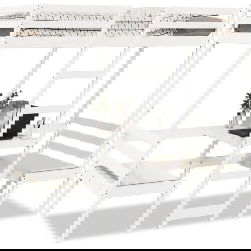 vidaXL Okvir za pograd z mizo in stoli bel 80x200 cm trdna borovina Cene