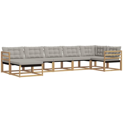  Set vanjskih sofa 7 kom. Bijela i svjetlosiva 404 x 166,5 x 73 cm Slike