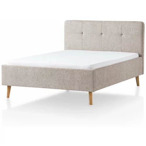 Meise Möbel Siva/rjava oblazinjena zakonska postelja 140x200 cm Smart –