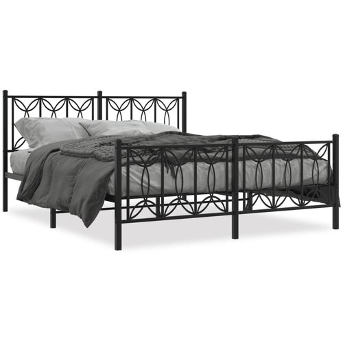 vidaXL Metalni okvir kreveta uzglavlje i podnožje crni 160x200 cm Cijene