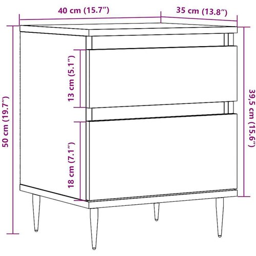 VidaXL Noćni ormarići 2 kom Artisan hrast 40x35x50 cm izrađeno drvo Slike