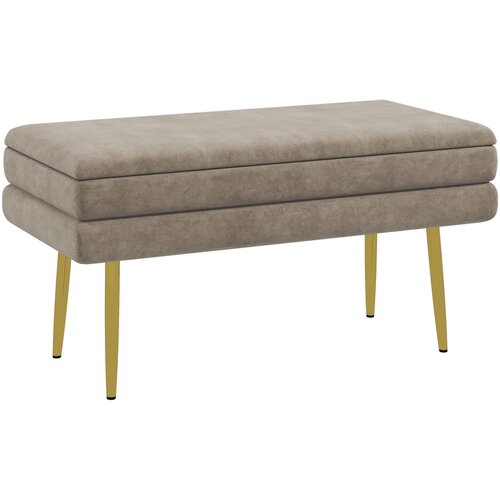HOMCOM sedežna klop poliester, jeklo 79,5D x 37,5&Scaron; x 43V cm Bež, (5000242508) Cene