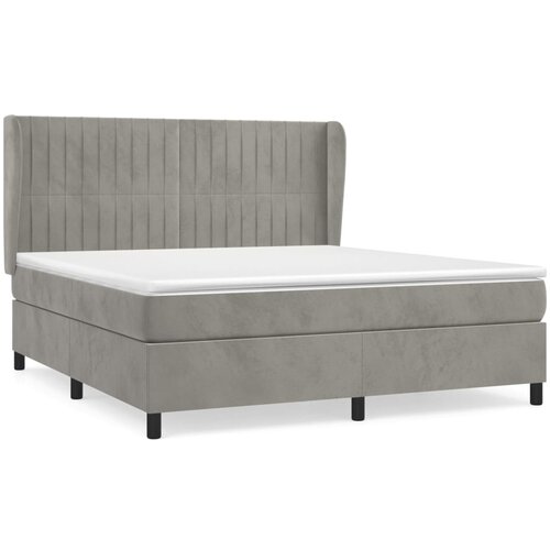 VidaXL Box spring postelja z vzmetnico svetlo siva 180x200 cm žamet, (20790312) Slike