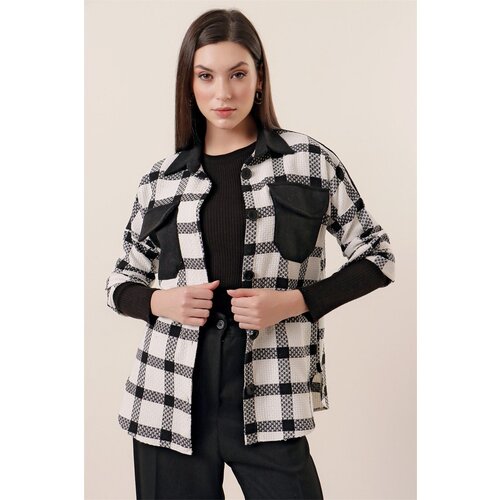 By Saygı Plaid Shanel Shirt With Collar And Pocket Garnish In Black Slike