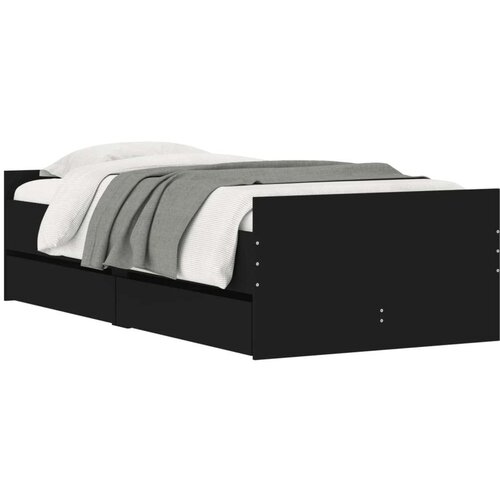 VidaXL Okvir kreveta s ladicama crni 90 x 190 cm Slike