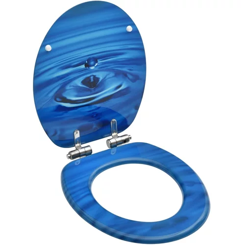 vidaXL Deska za WC školjko počasno zapiranje MDF modra dizajn kapljice