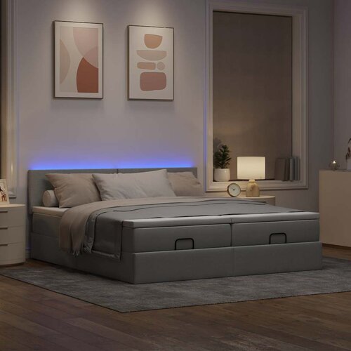 VidaXL Okvir kreveta s madracima svijetlosivi 160x200cm od tkanine Slike