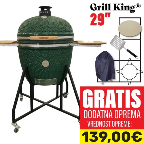 Grill King 29" keramični kamado žar s smokerjem in opremo, 74 cm, (21142321)