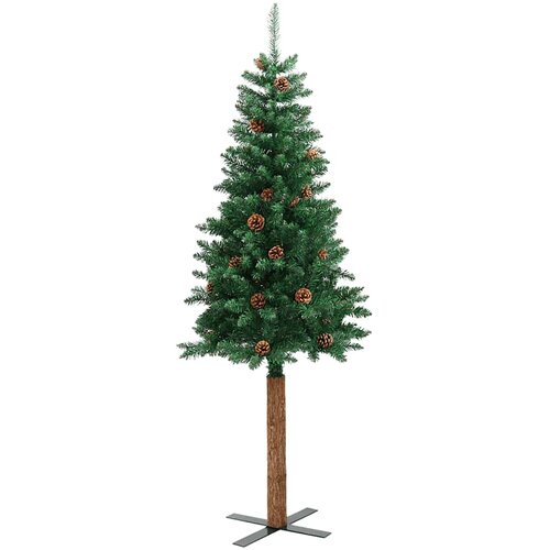  Tanko božićno drvce s pravim drvom i &amp;scaron;i&amp;scaron;kama zeleno 180 cm PVC Slike