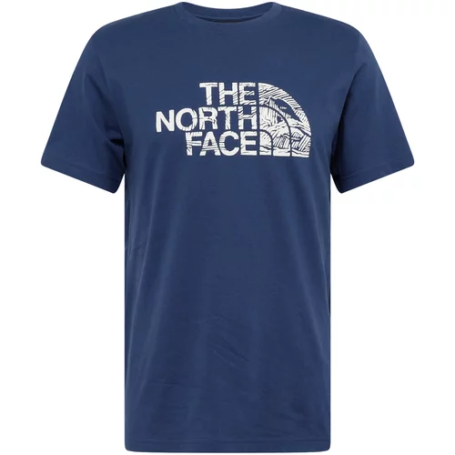 The North Face Majica 'WOODCUT DOME' temno modra / bela