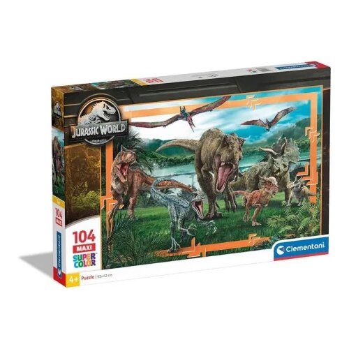 Clementoni Jurassic World kraljestvo dinozavrov 104-delni maxi supercolor puzzle - Cene