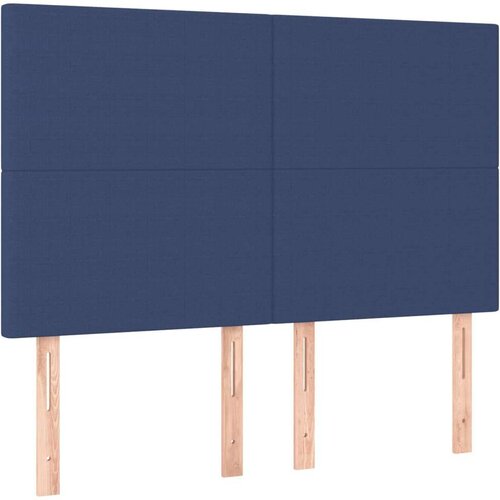  Box spring s madracem LED plavi 140x200 cm od tkanine Slike
