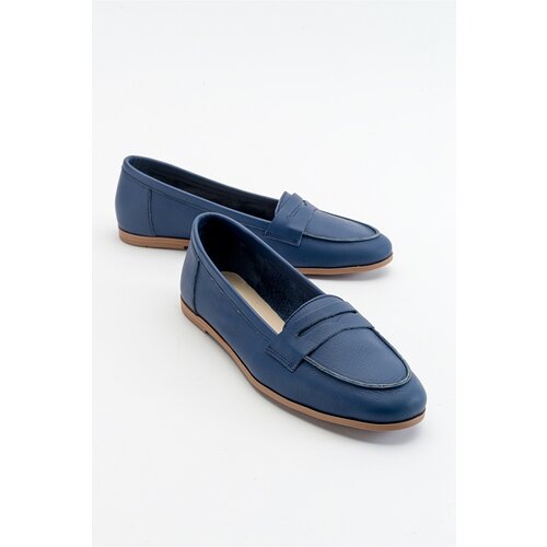 LuviShoes F02 Women's Navy Blue Skin Flat Shoes Slike