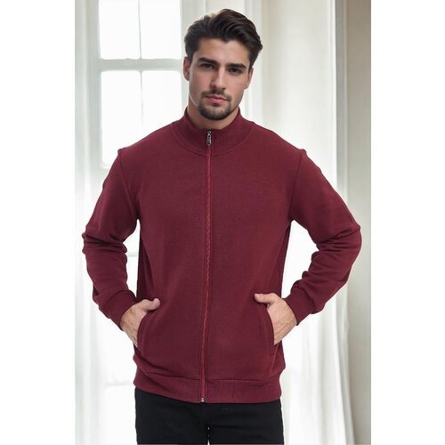 Dewberry 56777 Zippered Mens Cardigan-BORDEAUX Cijene